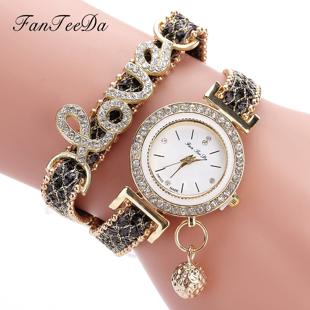FanTeeDa Brand - Rhinestones Clock Womens Fashion Dress Wristwatch Relogio Feminino Gift | Ladies Bracelet Watches - Essential Loved