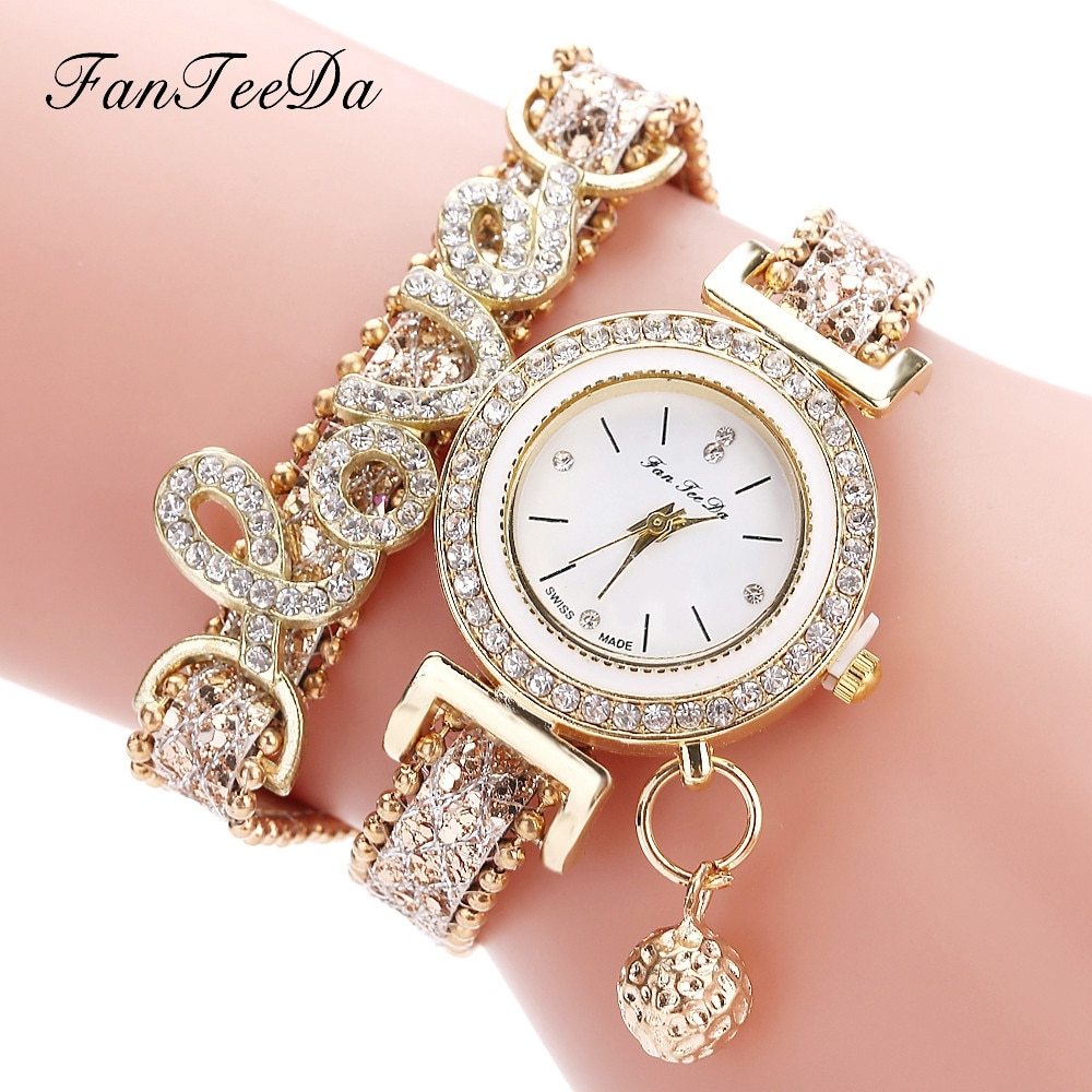 FanTeeDa Brand - Rhinestones Clock Womens Fashion Dress Wristwatch Relogio Feminino Gift | Ladies Bracelet Watches - Essential Loved