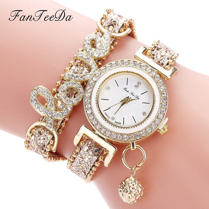 FanTeeDa Brand - Rhinestones Clock Womens Fashion Dress Wristwatch Relogio Feminino Gift | Ladies Bracelet Watches - Essential Loved