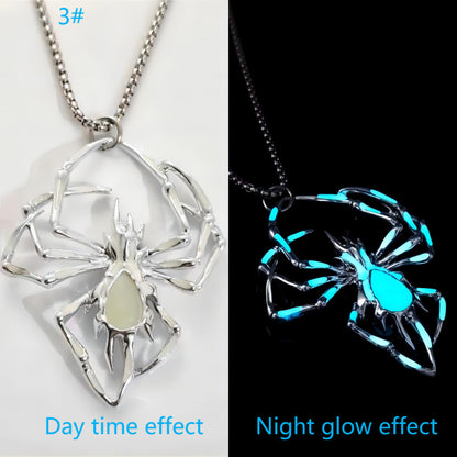 Halloween Creative Stereo Luminous Spider Necklace Jewerly Glowing Night Fluorescence Antique Vintage Glow In The Dark For Men Women Gift Party Halloween Day Club