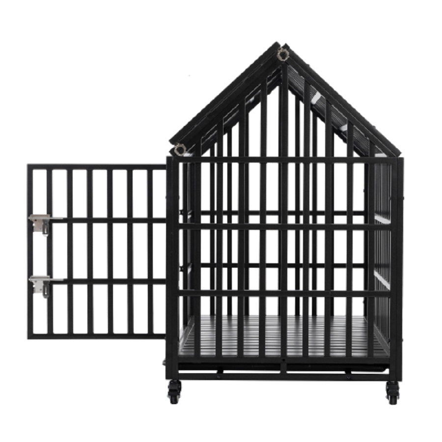 52 Inch Heavy Duty Dog Cage Large Kennel Sturdy Metal Kennel And Large Kennel With 4 Lockable Wheels