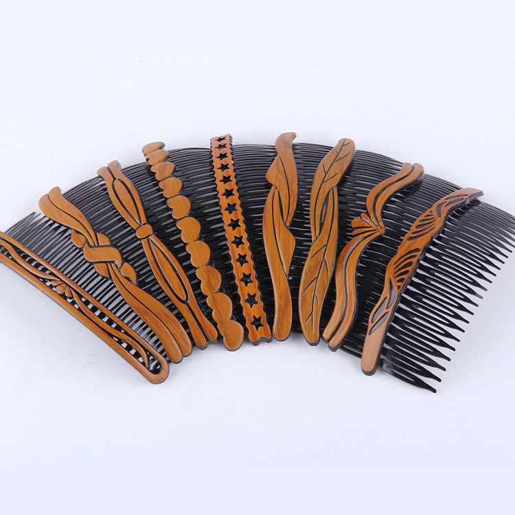 Retro Korean style women's hair comb, plastic resin, wave design.
