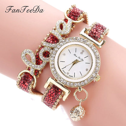 FanTeeDa Brand - Rhinestones Clock Womens Fashion Dress Wristwatch Relogio Feminino Gift | Ladies Bracelet Watches - Essential Loved
