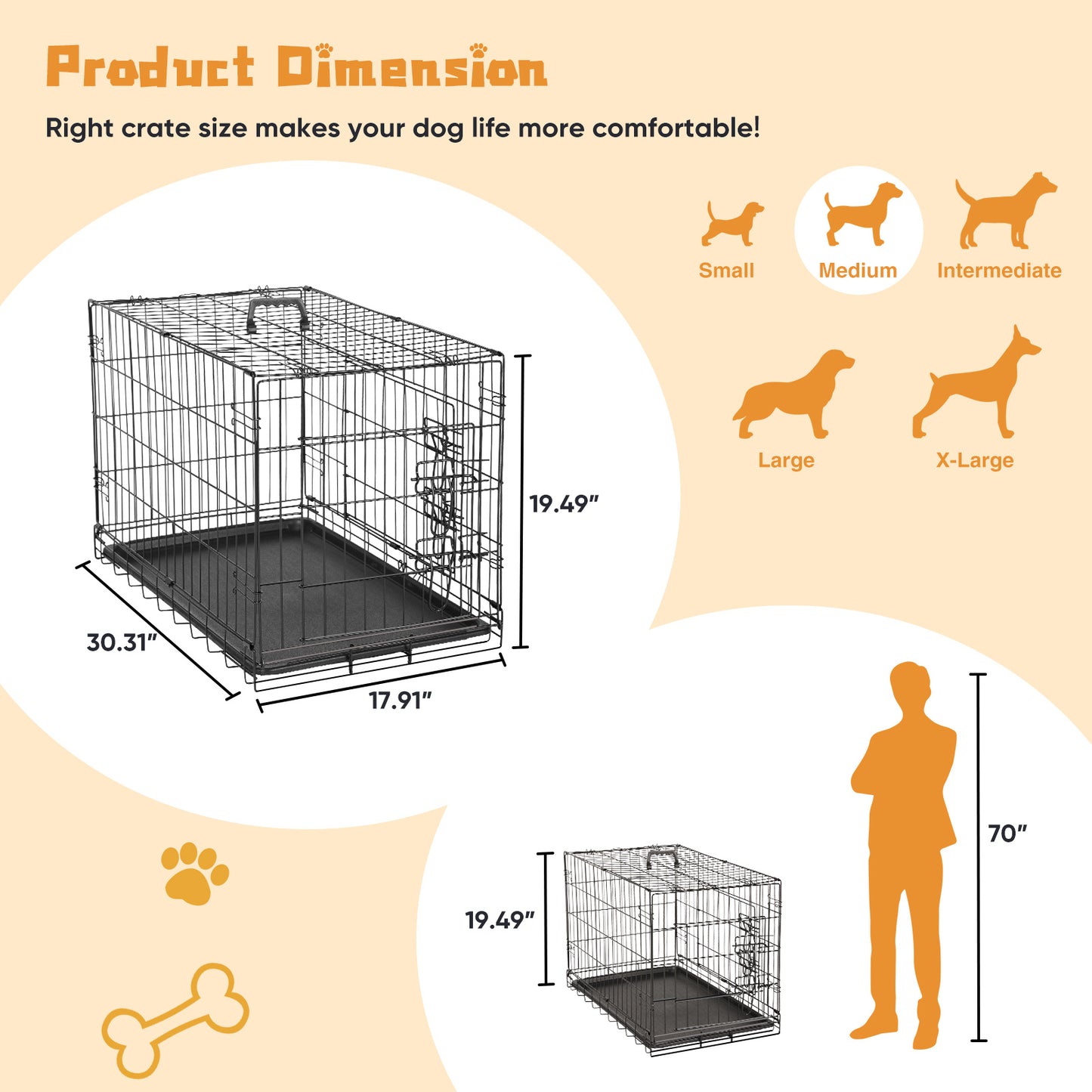 24-30 Inch Single Door Dog Cage