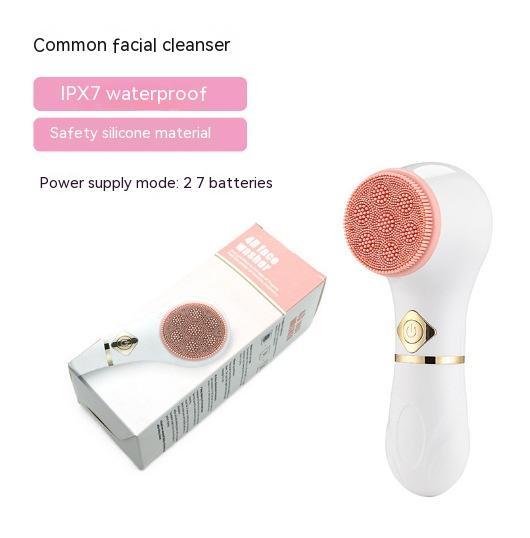 Electric facial cleanser with IPX7 waterproof design and safety silicone material.