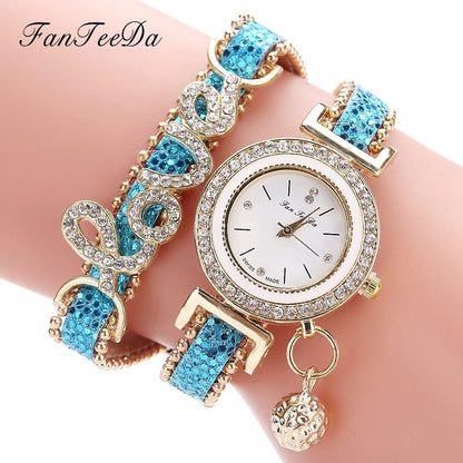 FanTeeDa Brand - Rhinestones Clock Womens Fashion Dress Wristwatch Relogio Feminino Gift | Ladies Bracelet Watches - Essential Loved