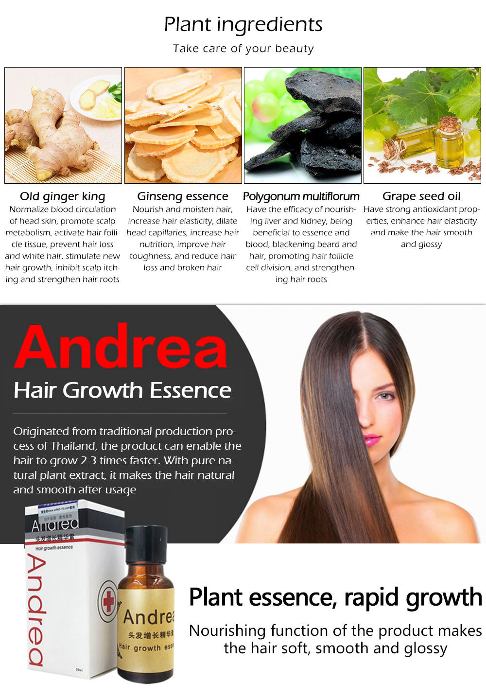 Hair Growth Anti Hair Loss Liquid 20ml with natural ingredients for dense hair and keratin care.