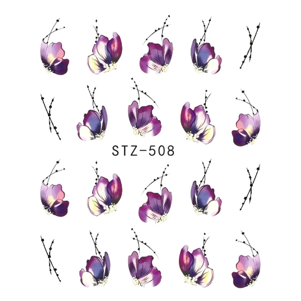 Nail sticker butterfly flower water transfer decal for nail art decoration.