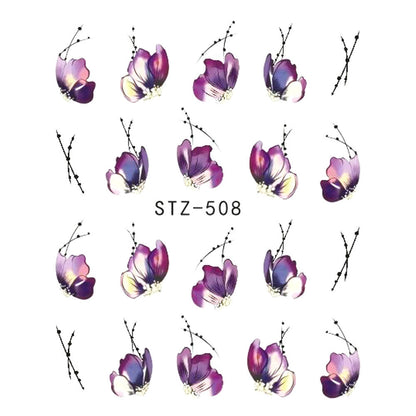 Nail sticker butterfly flower water transfer decal for nail art decoration.