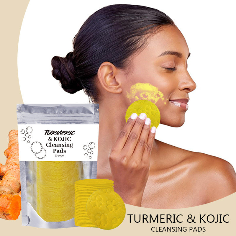 Compressed Facial Sponges Skin Care Tools For Face Clogged Pores Excess Oil Cleansing  | Turmeric Kojic Acid Exfoliating Cleansing Pads - Essential Loved