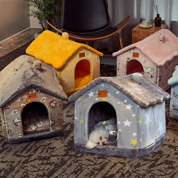 Foldable Dog House - Essential Loved: Enclosed Pet Bed & Warm Cave