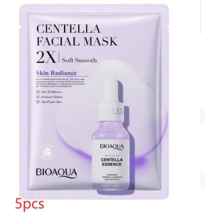 Collagen face mask with Centella essence for moisturizing and firming skin care, 5pcs pack.