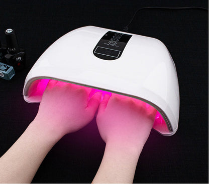 96W nail dryer for hands with LED lamps and timer display.