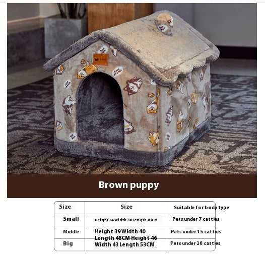 Foldable Dog House Pet Cat Bed Winter Dog Villa Sleep Kennel Removable Nest Warm Enclosed Cave Sofa Pets Supplies