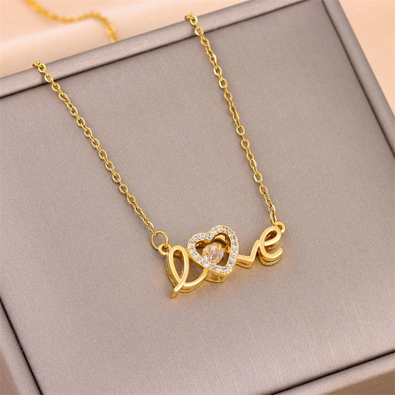 Valentines Day Gift New Titanium Steel Necklace Fashion New Love Smart Necklace  Female | Fashion Jewelry Woman Clavicle Women - Essential Loved
