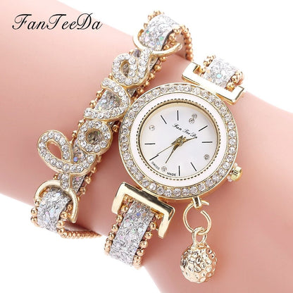 FanTeeDa Brand - Rhinestones Clock Womens Fashion Dress Wristwatch Relogio Feminino Gift | Ladies Bracelet Watches - Essential Loved