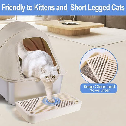 Fully Enclosed Stainless Steel Cat Little Box, Premium Covered Cat Litter Box Features Leak-Proof Design, Includes Scoop For Easy Cleaning