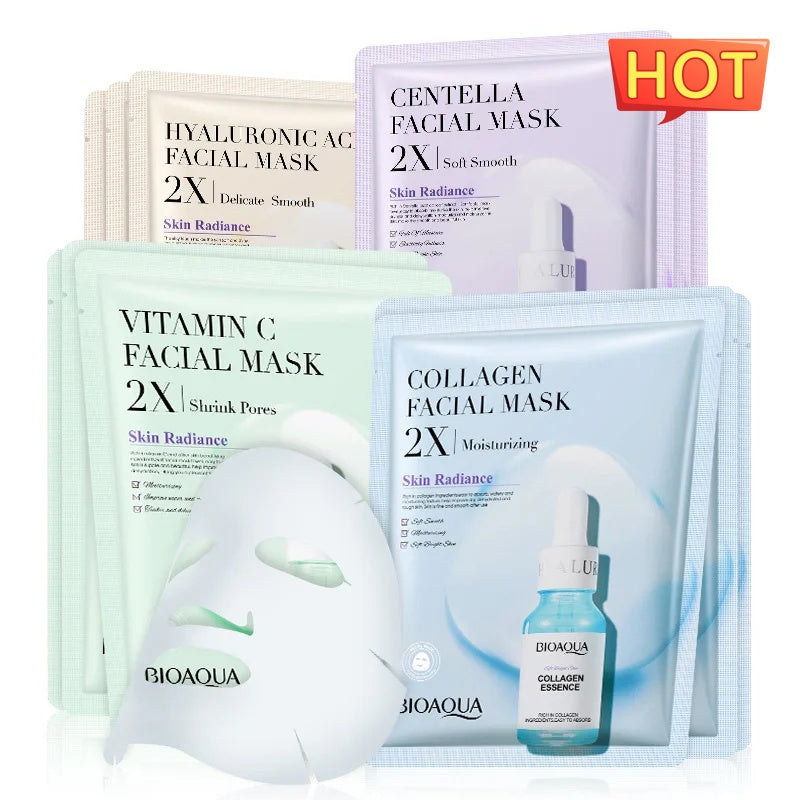 Collagen Face Mask with Hyaluronic Acid and Vitamin C for Moisturizing Skin Care.