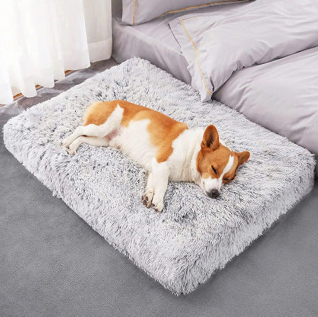 Plush Square Pet Bed Wave Memory Foam Deep Sleep Dog Sofa Bed