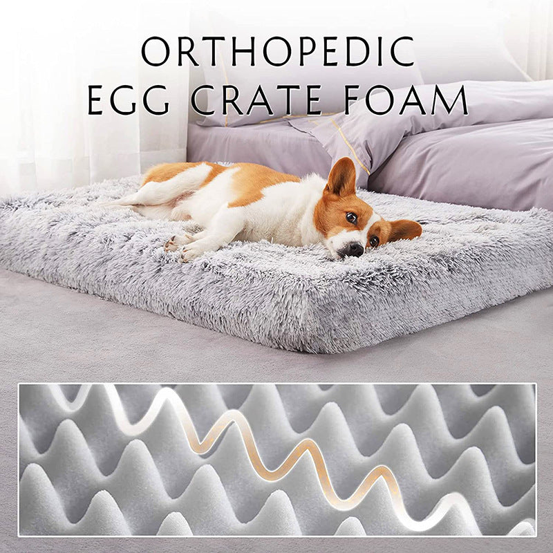 Plush Square Pet Bed Wave Memory Foam Deep Sleep Dog Sofa Bed