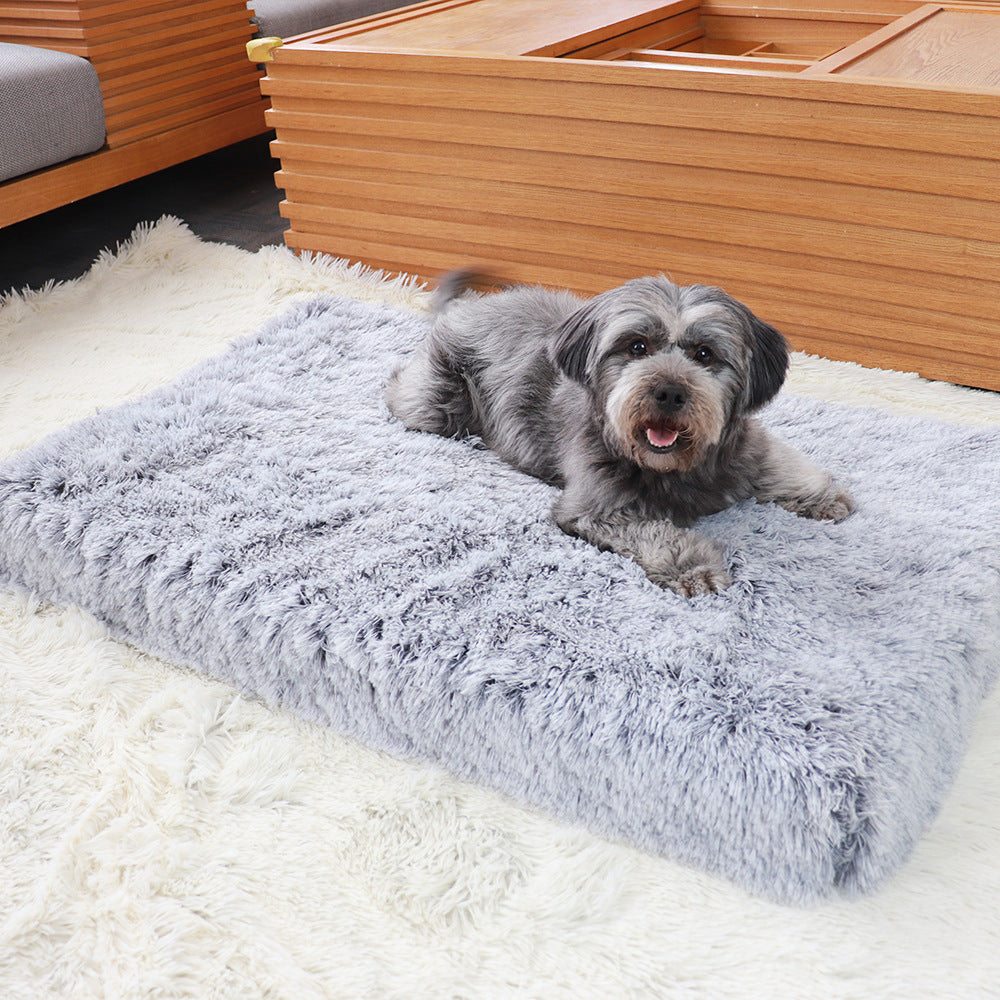 Plush Square Pet Bed Wave Memory Foam Deep Sleep Dog Sofa Bed