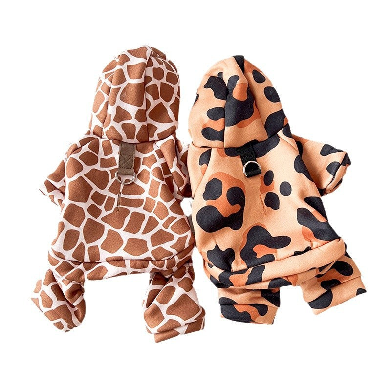 Leopard Print Pet Clothes Four-leg Traction Clothing