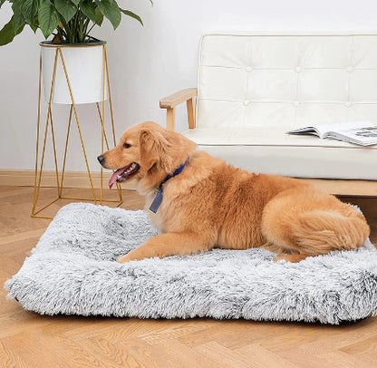 Plush Square Pet Bed Wave Memory Foam Deep Sleep Dog Sofa Bed