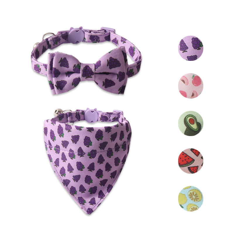 Pet Collar Colorful Fruit Series Bow Triangular Binder