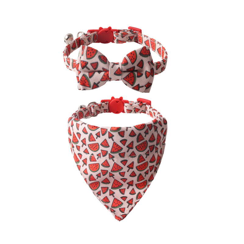 Pet Collar Colorful Fruit Series Bow Triangular Binder