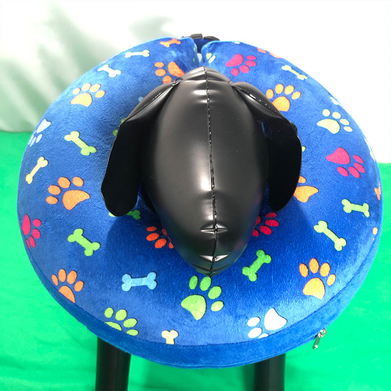 Removable Cleaning Pet Collar Inflatable Pet Flocking Guard Circle