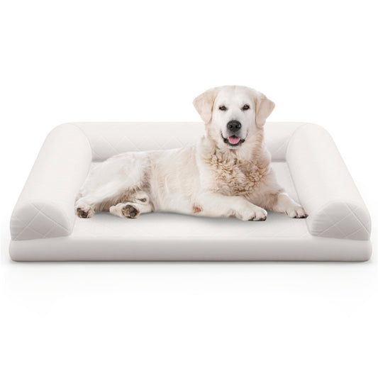 36 Inches  Orthopedic Dog Bed, Egg Bubble Dog Cage Bed With 3 Side Pads And Removable Washable Bedspread, Beige