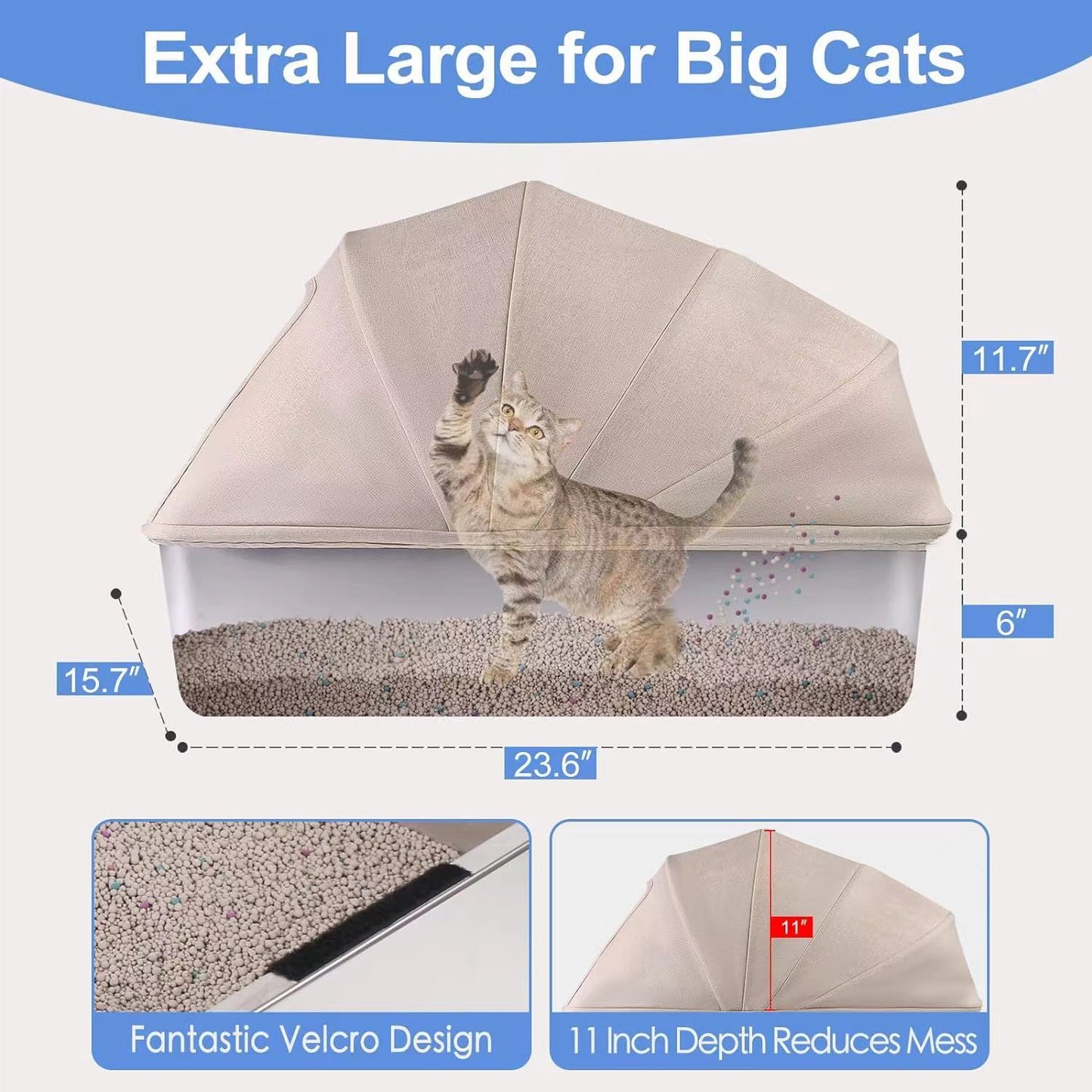 Fully Enclosed Stainless Steel Cat Little Box, Premium Covered Cat Litter Box Features Leak-Proof Design, Includes Scoop For Easy Cleaning