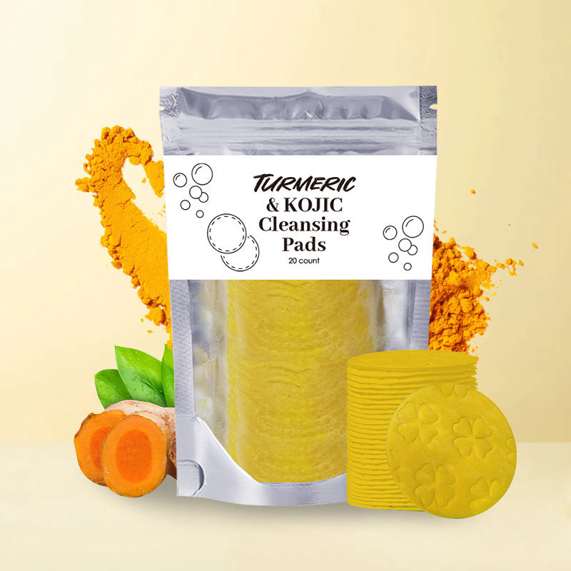 Compressed Facial Sponges Skin Care Tools For Face Clogged Pores Excess Oil Cleansing  | Turmeric Kojic Acid Exfoliating Cleansing Pads - Essential Loved