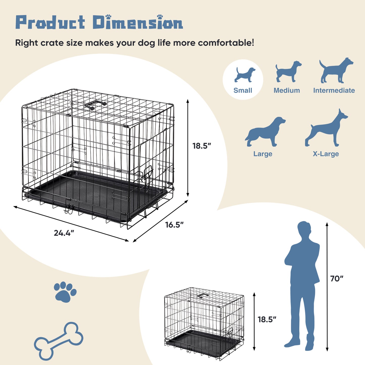 24-30 Inch Single Door Dog Cage