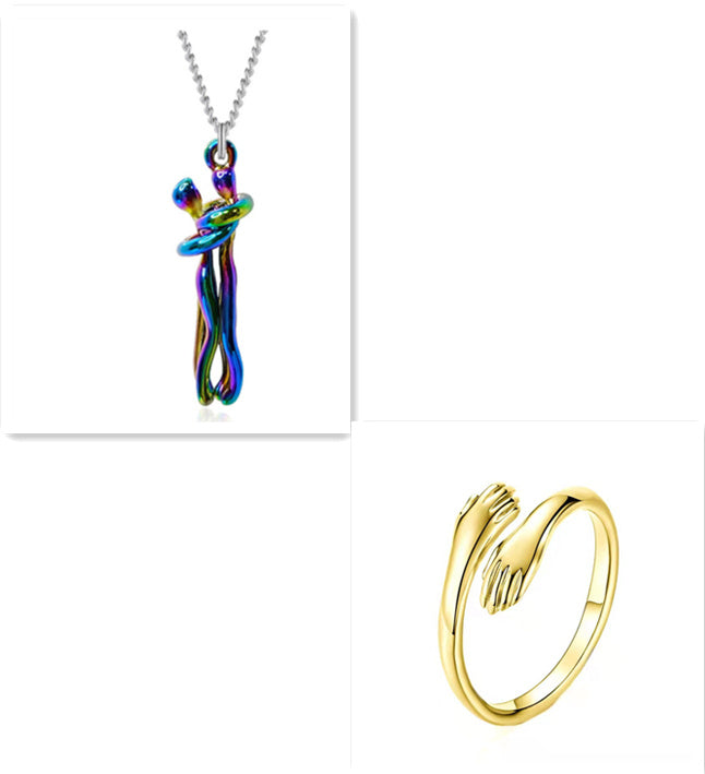 Love Hug Necklace Unisex Men Women Couple Jewelry Simple Temperament Clavicle  Chain Valentines Day Lover Gift | Couple Pendant Necklace - Essential Loved