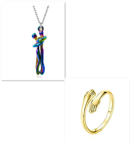 Love Hug Necklace Unisex Men Women Couple Jewelry Simple Temperament Clavicle  Chain Valentines Day Lover Gift | Couple Pendant Necklace - Essential Loved