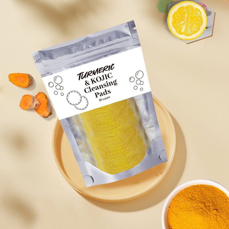Compressed Facial Sponges Skin Care Tools For Face Clogged Pores Excess Oil Cleansing  | Turmeric Kojic Acid Exfoliating Cleansing Pads - Essential Loved