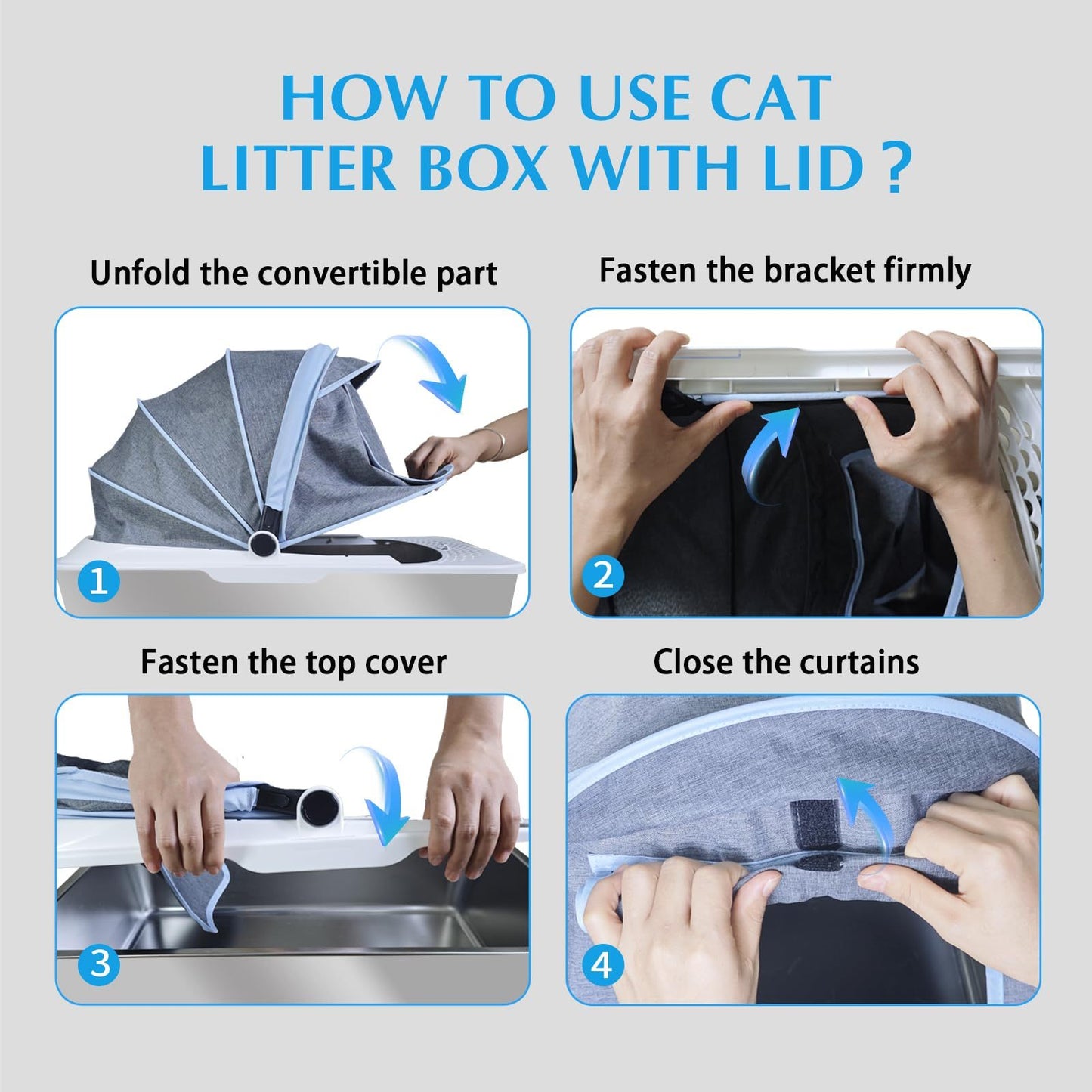 Cloth Cover Type Cat Litter Box,fully Enclosed, Anti-splash, Easy To Clean, Extra Large Widened And Thickened Pet Stainless Steel Cat Litter Box