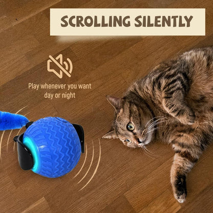 Interactive Cat Ball Toy, 2025 New Cat Ball Toys With Cord Mouse, Smart Self Rolling Cat Toys For Bored Indoor Cats, Automatic Moving | Peppy Pet Ball - Essential Loved