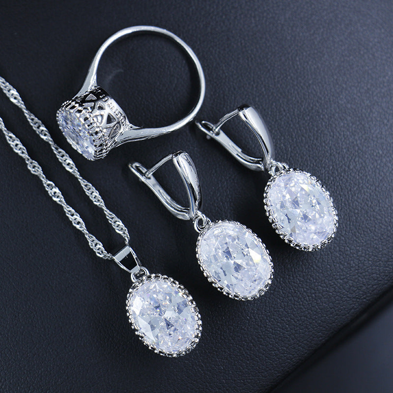 Bride Wedding Party Dinner Jewellery Set Hair Claw Diamond Jewellery | Sterling Silver Necklace - Essential Loved