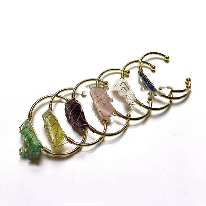 Explosive Natural Crystal Rough Stone Gold Winding Unshaped Bracelet Jewelry Crystal Bracelet