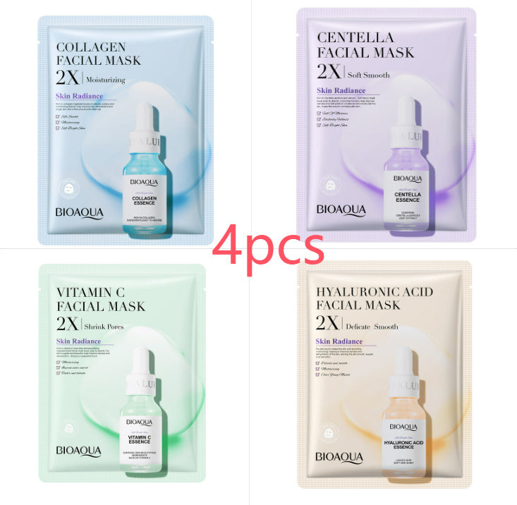 Collagen face mask set with hyaluronic acid, vitamin C, Centella Asiatica for moisturizing and firming skin care.