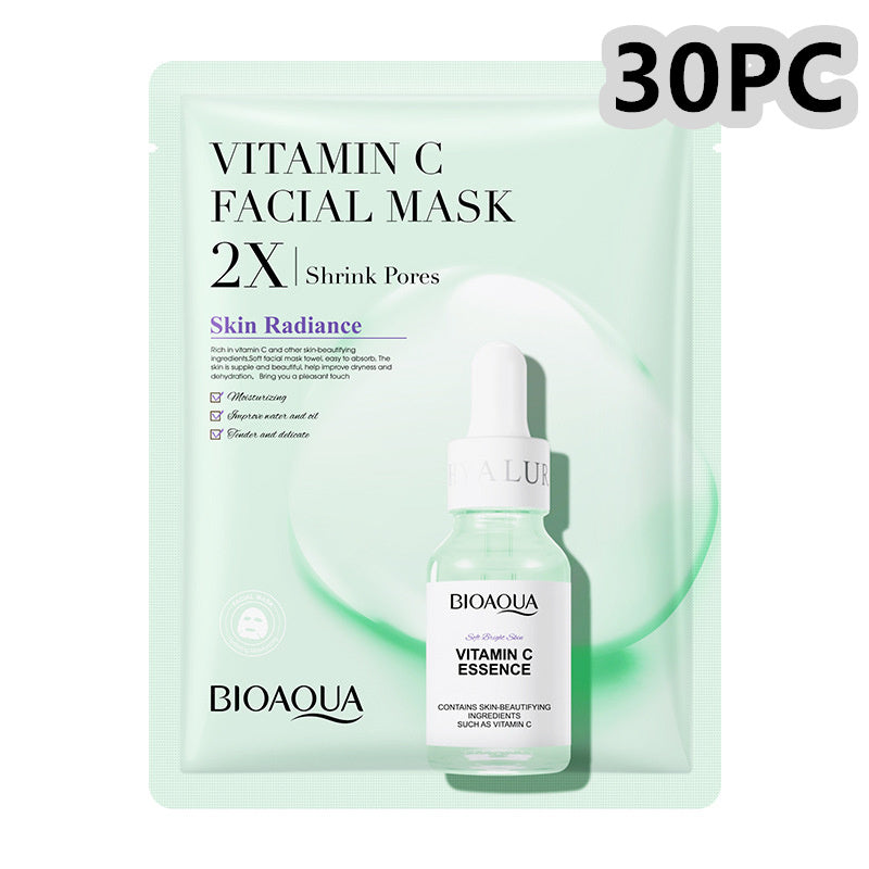 Collagen face mask with vitamin C essence for moisturizing and firming skin care.