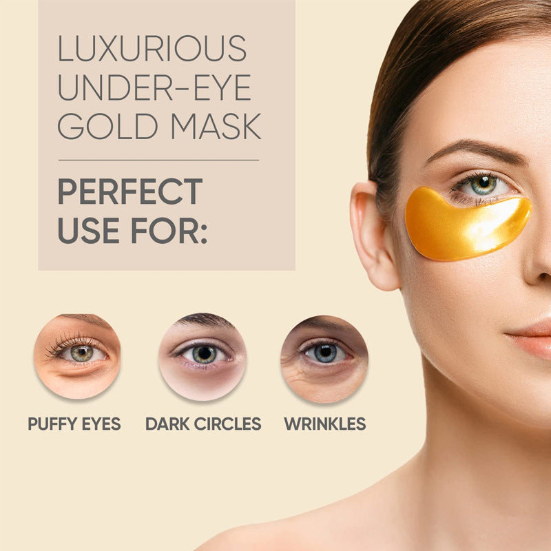 24K gold eye mask patch for eye bag removal, wrinkle lifting, and tightening, perfect for puffy eyes, dark circles, and wrinkles.